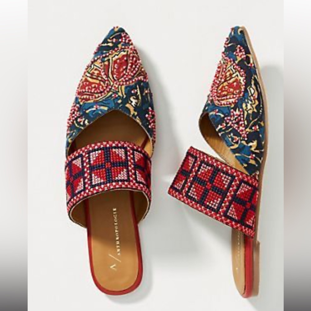 EUC Anthropologie beaded tapestry flats